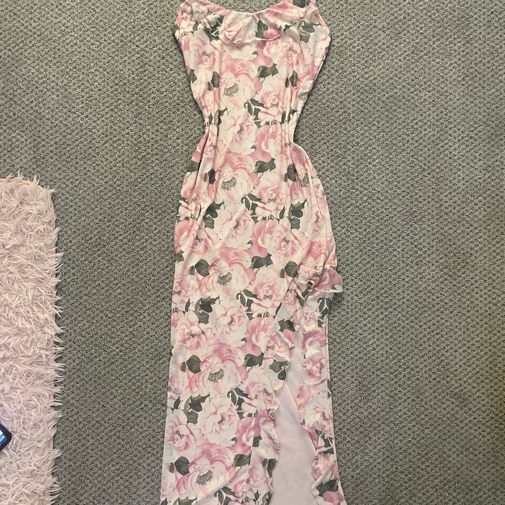 Ardene Pink and White Floral Asymmetrical Dress